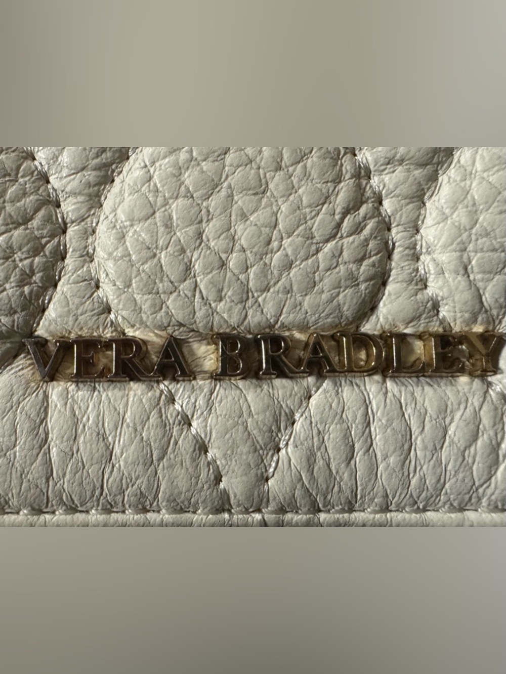 Vera Bradley Cream Quilted Pebble Leather Wallet with Gold Logo - Picture 2 of 5